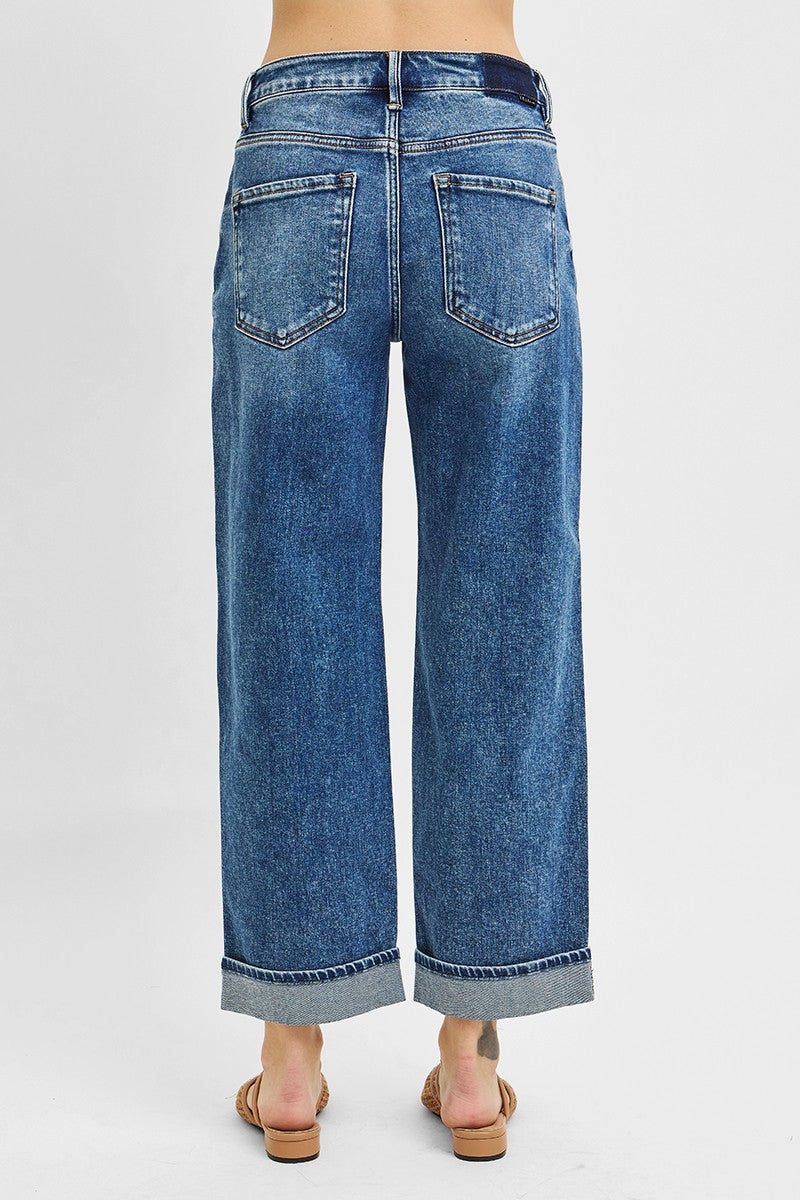 Mid Rise Ankle Boyfriend Cuffed Jeans