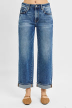 Mid Rise Ankle Boyfriend Cuffed Jeans