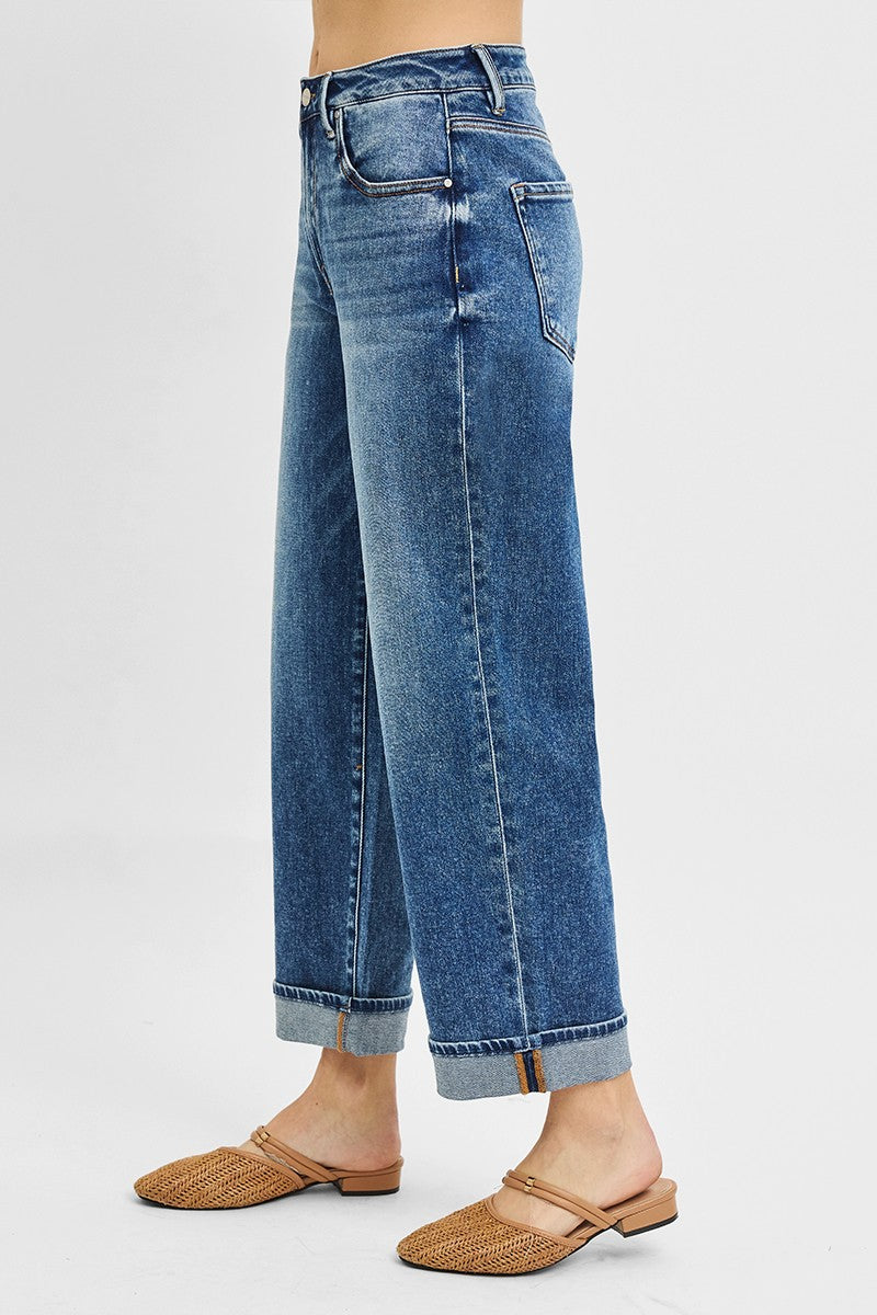 Mid Rise Ankle Boyfriend Cuffed Jeans
