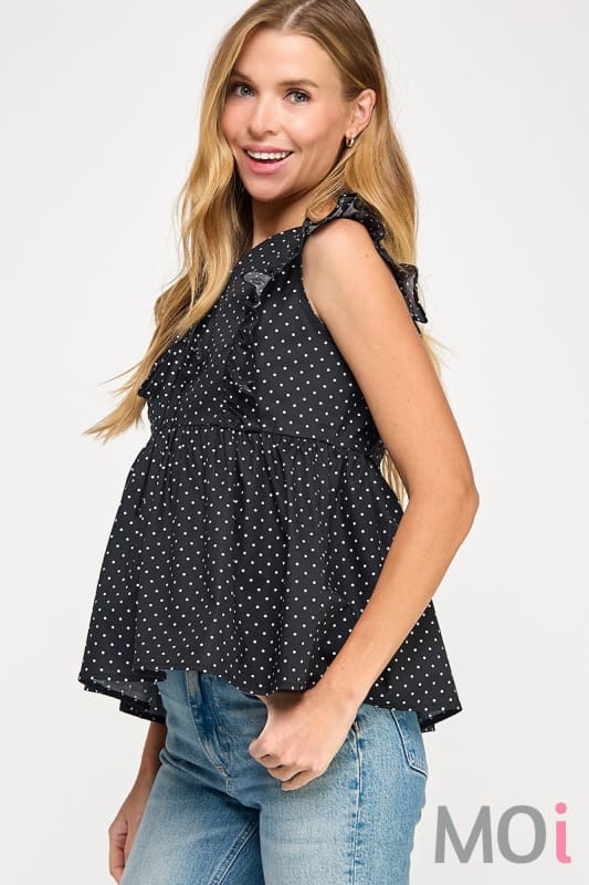 Polka Dot Poplin Top