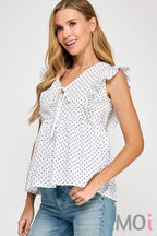 Polka Dot Poplin Top