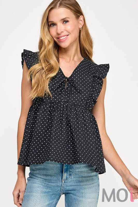 Polka Dot Poplin Top