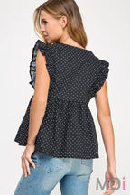 Polka Dot Poplin Top