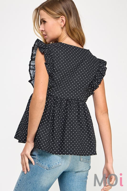 Polka Dot Poplin Top
