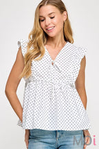 Polka Dot Poplin Top