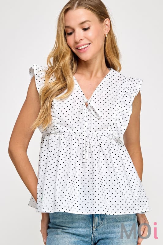 Polka Dot Poplin Top