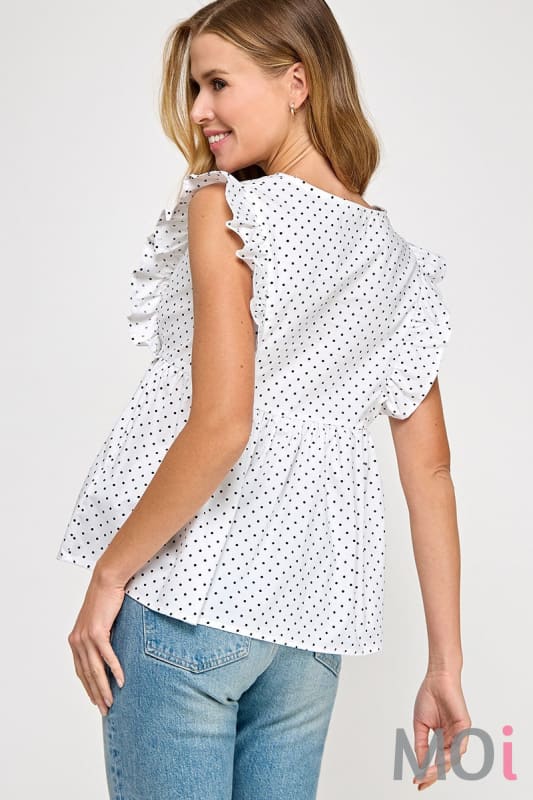 Polka Dot Poplin Top