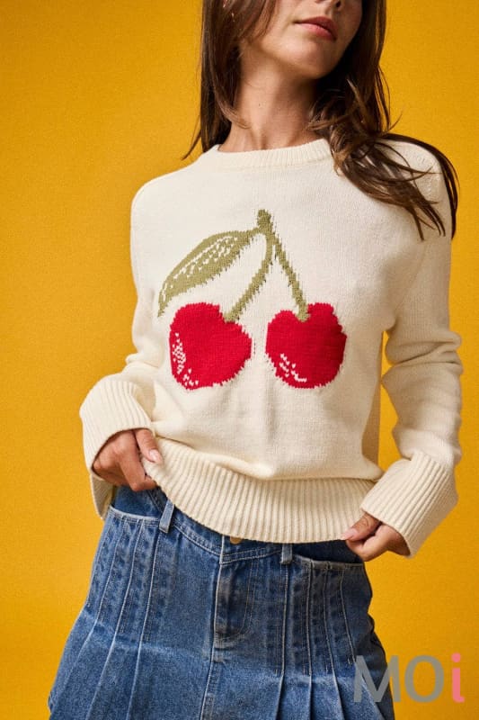 Cherry Graphic Knit Sweater