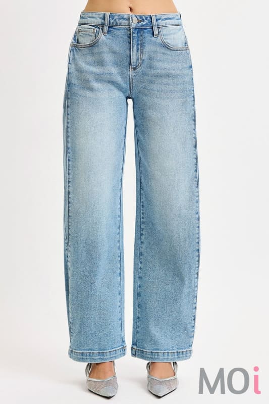 Mid Rise Wide & Transferable Leg Snap Jeans