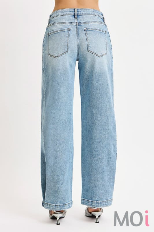 Mid Rise Wide & Transferable Leg Snap Jeans