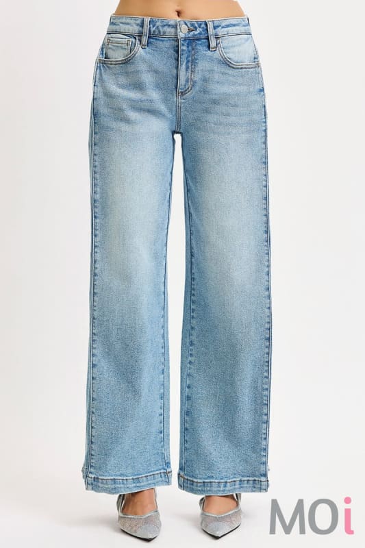 Mid Rise Wide & Transferable Leg Snap Jeans