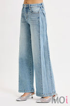 Mid Rise Wide & Transferable Leg Snap Jeans
