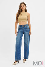 Mid Rise Fit Wide Baggy Jeans