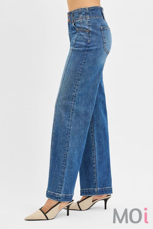 Mid Rise Fit Wide Baggy Jeans