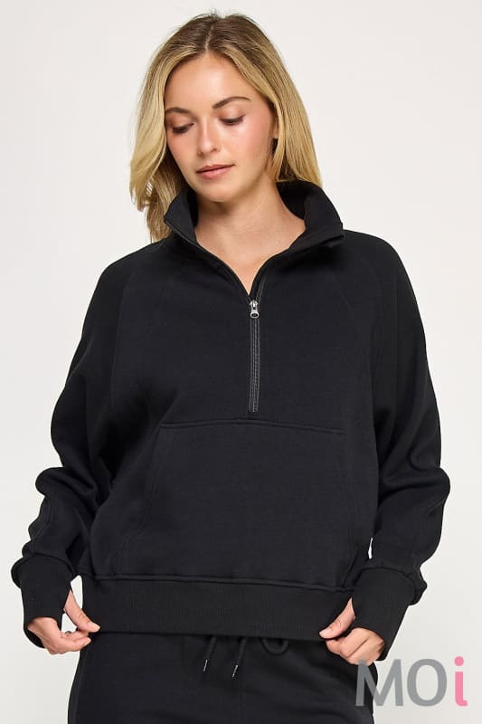 Fleece Half Zip With Thumbholes