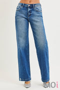 Slouchy Baggy Pocket Side Seam Detail Jeans