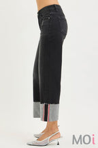 Tummy Control Mid Rise Crop Cuffed