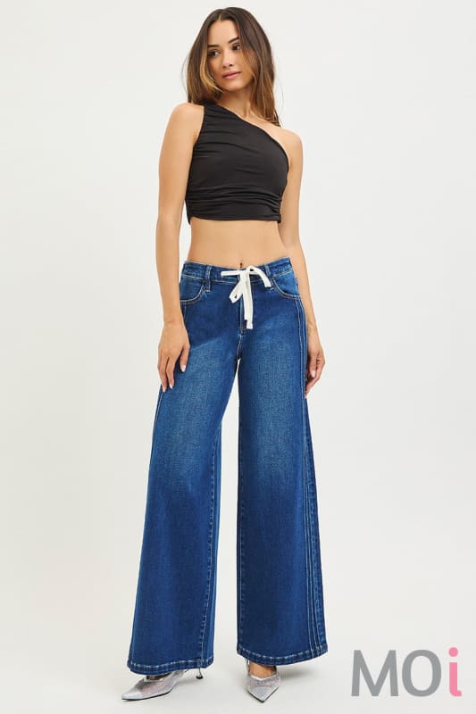 Elastic Waist Band MId-Rise Pintuck Jean