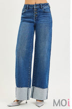 Slouchy Wide Leg Jeans With Cuffed Hem