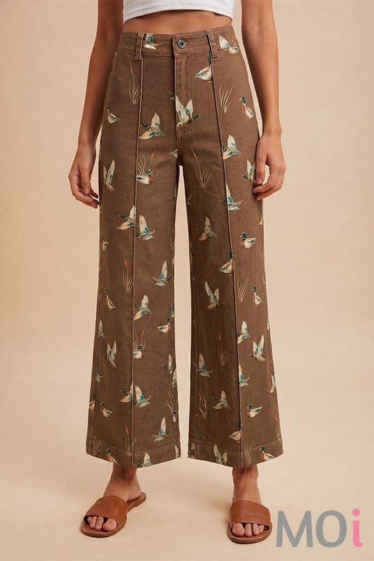 Mallard Print Stretch Denim Pants