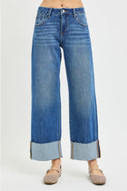 4 Way Stretchy Mid Rise Cropped Cuffed