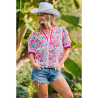 Flower Printed Woven Contrast Top