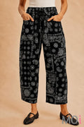 Printed Barrel Utility Knit Pants Black