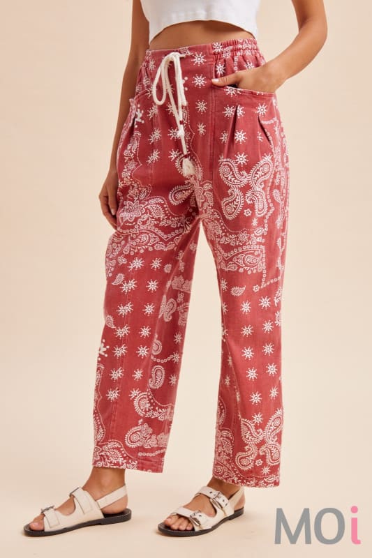 Bandana Printed Barrel Pants