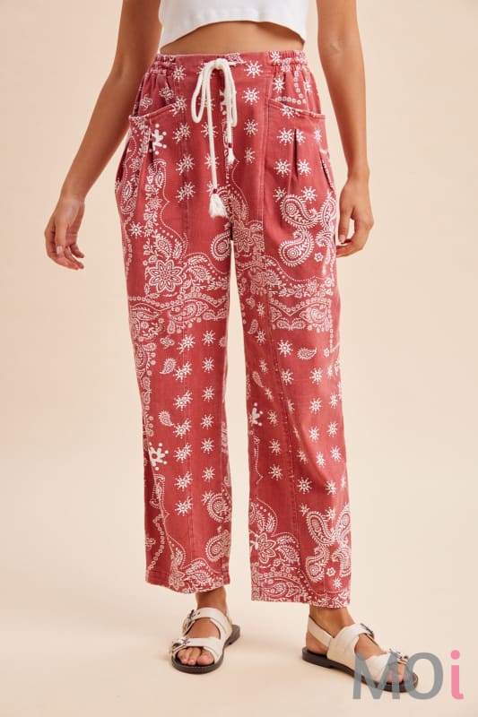 Bandana Printed Barrel Pants