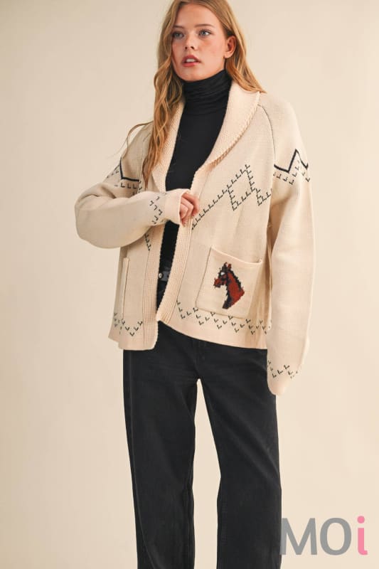 Horse Knit Sweater Cardigan
