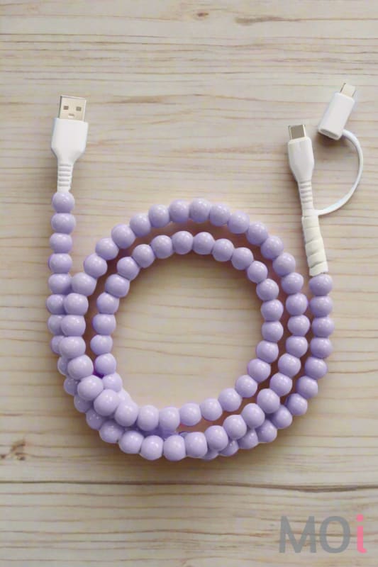 Purple Beaded Cord Phone Charger Apparel & Accessories