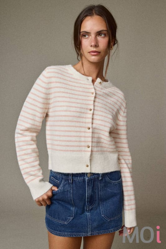 Striped Button Front Cardigan
