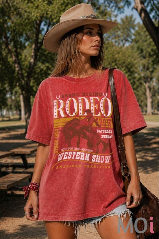 Bronc Riding Rodeo Oversized Graphic Tee