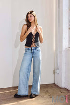 Low Waist Acid Washed Baggy Wide Leg