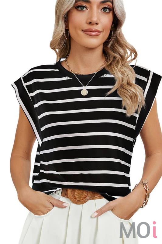 Round Neck Striped Raglan