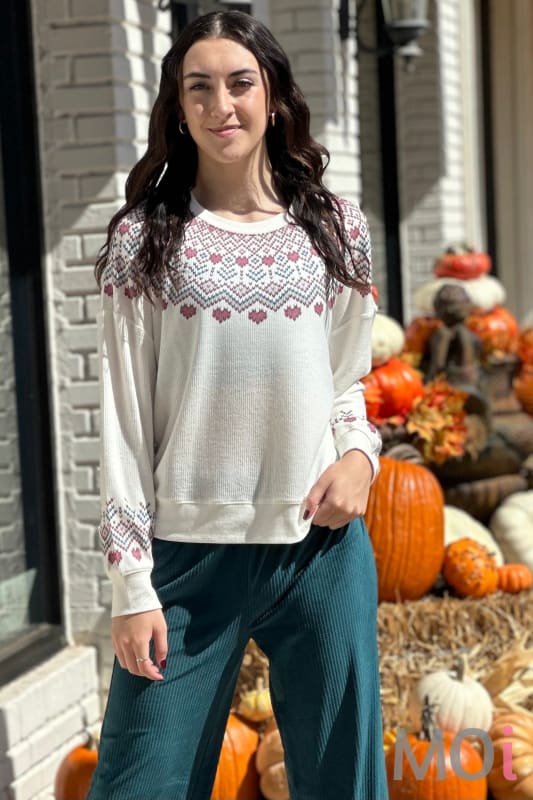 Z Supply Getaway Fair Isle Long Sleeve Top