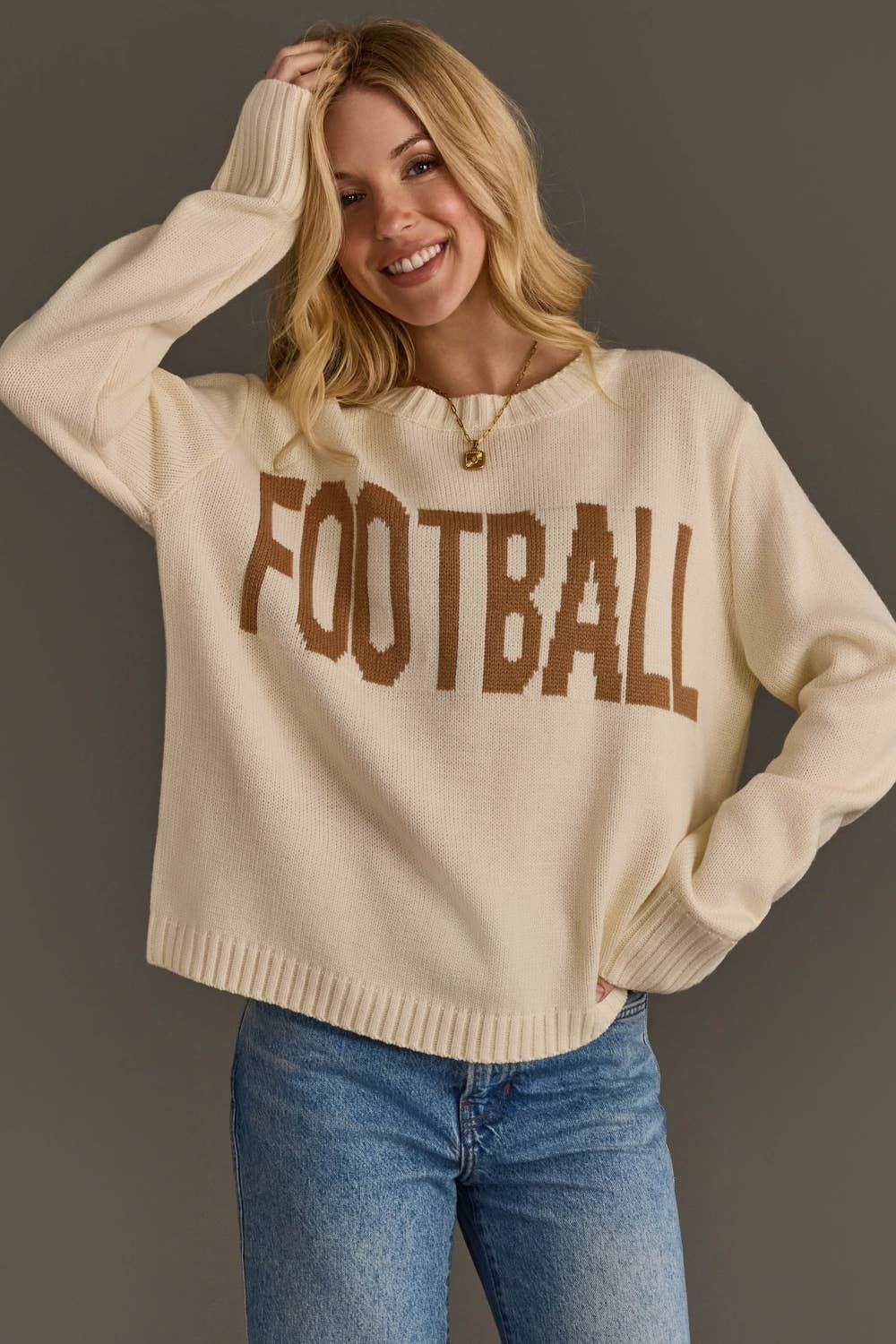 Ivory Football Sweater