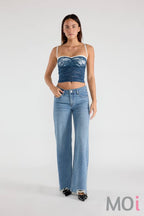 Baggy Wide Leg Jeans w/Chewed Hem