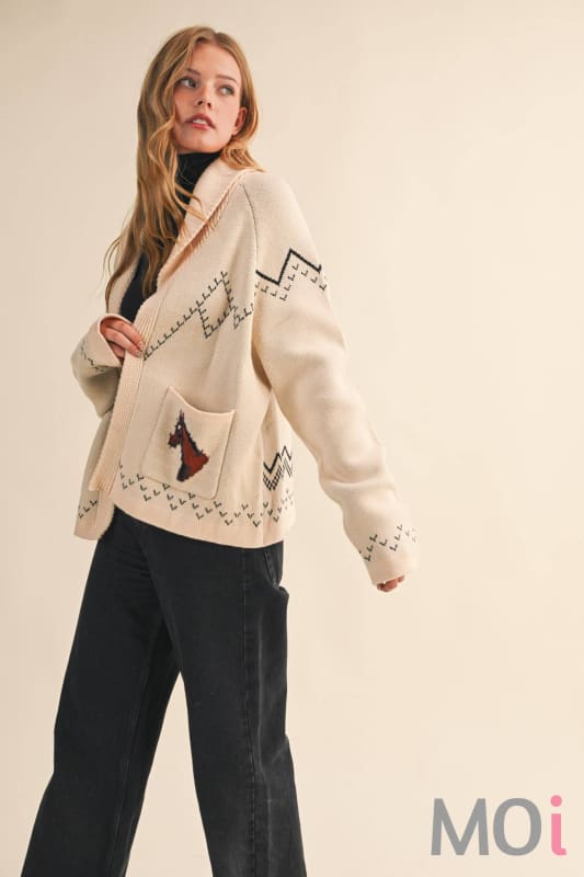 Horse Knit Sweater Cardigan