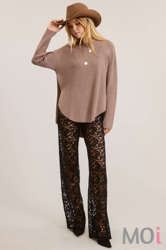 High Low Knit Sweater with Side Slit