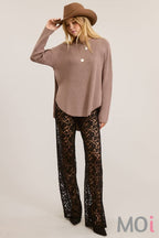 High Low Knit Sweater with Side Slit