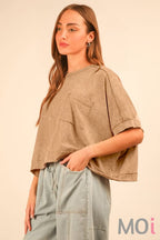 Mineral Washed Oversized Crop Comfy Knit Top