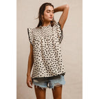 Dot Printed Smocked Yoke Top