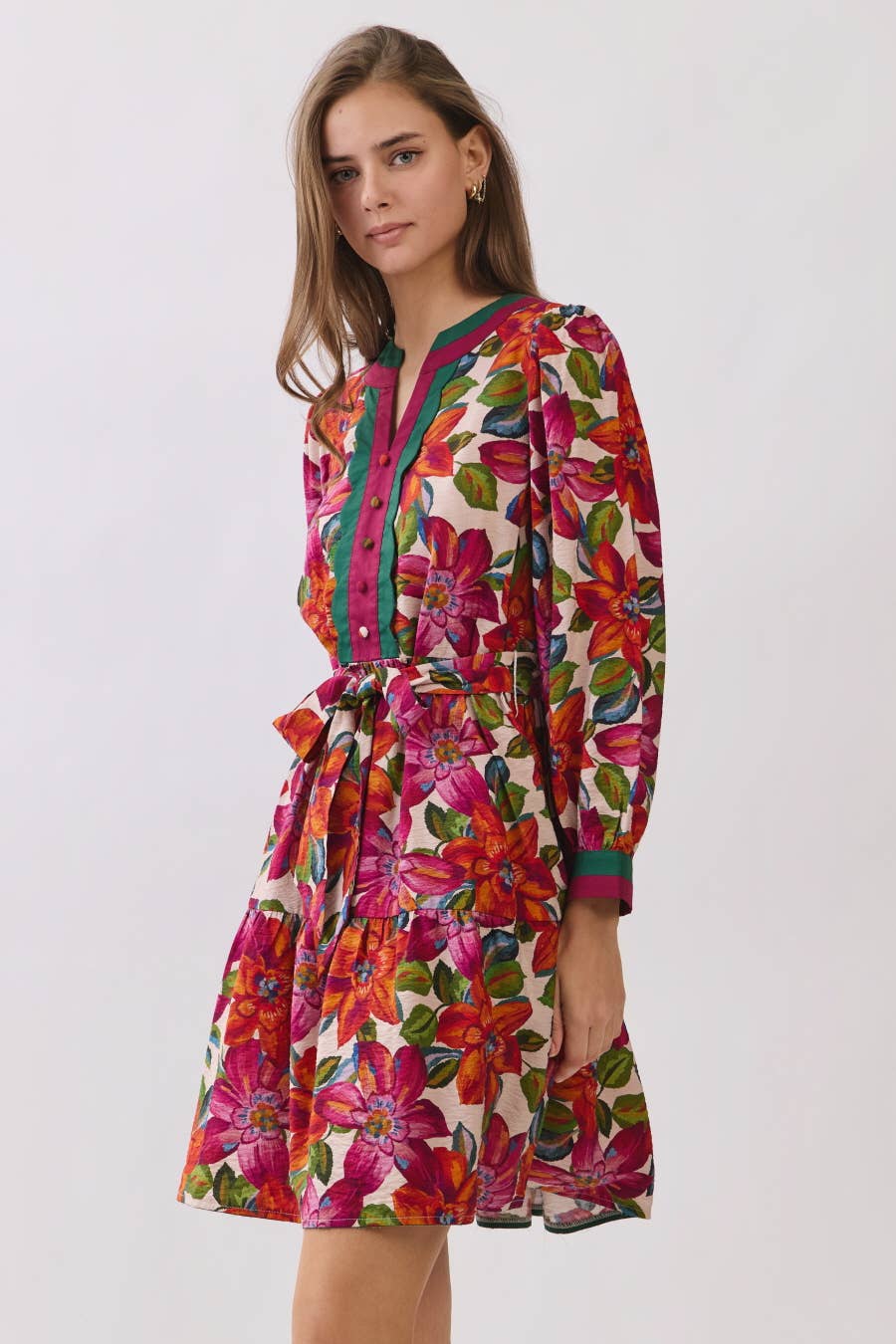 Mixed Floral Printed Mini Dress