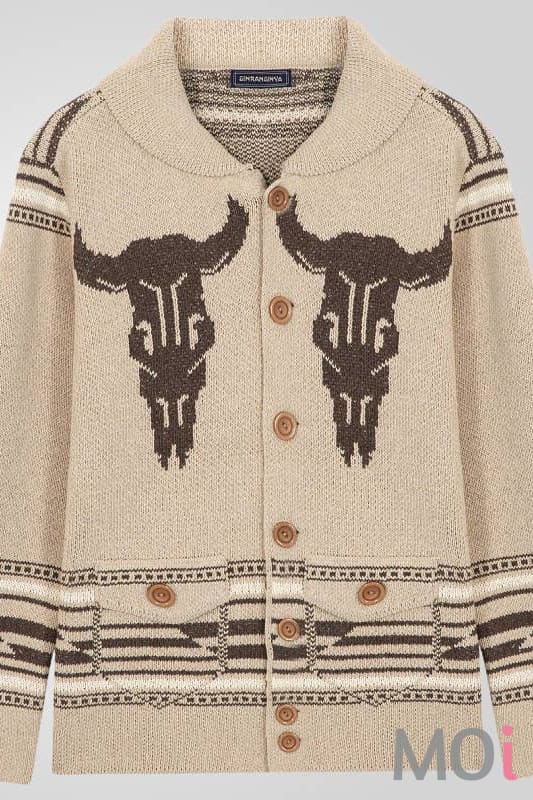 Western Cowboy Rodeo Horse Knit Sweater Cardigan