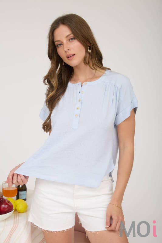 Ruched Shoulder Detail Henley