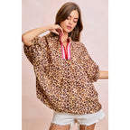 Leopard Print Contrast Banded Blouse