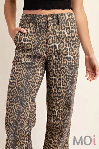 Leopard Print Flare Jeans