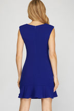 Square Neck Pleated Hem Dress