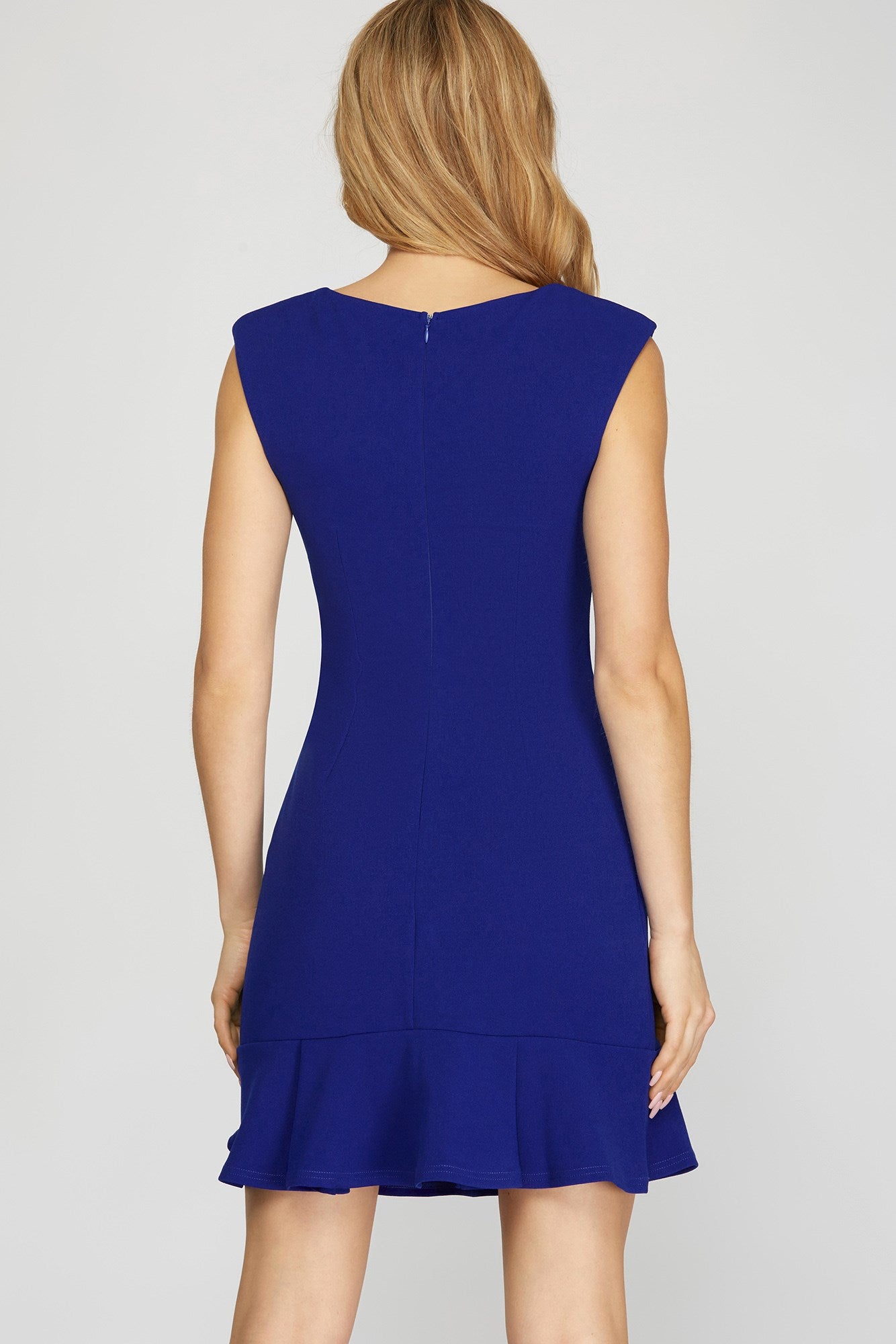 Square Neck Pleated Hem Dress